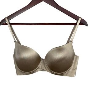 Nanette Lepore 38C Underwire Bra Champagne Ribbed Adjustable Straps